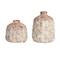 Hello Honey® Cream Terra Cotta Vase with Raised Rectangle Pattern Set